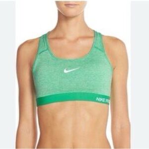 Nike Women’s Pro Dri-Fit Sports Bra Green Lightly Padded Activewear Size Small